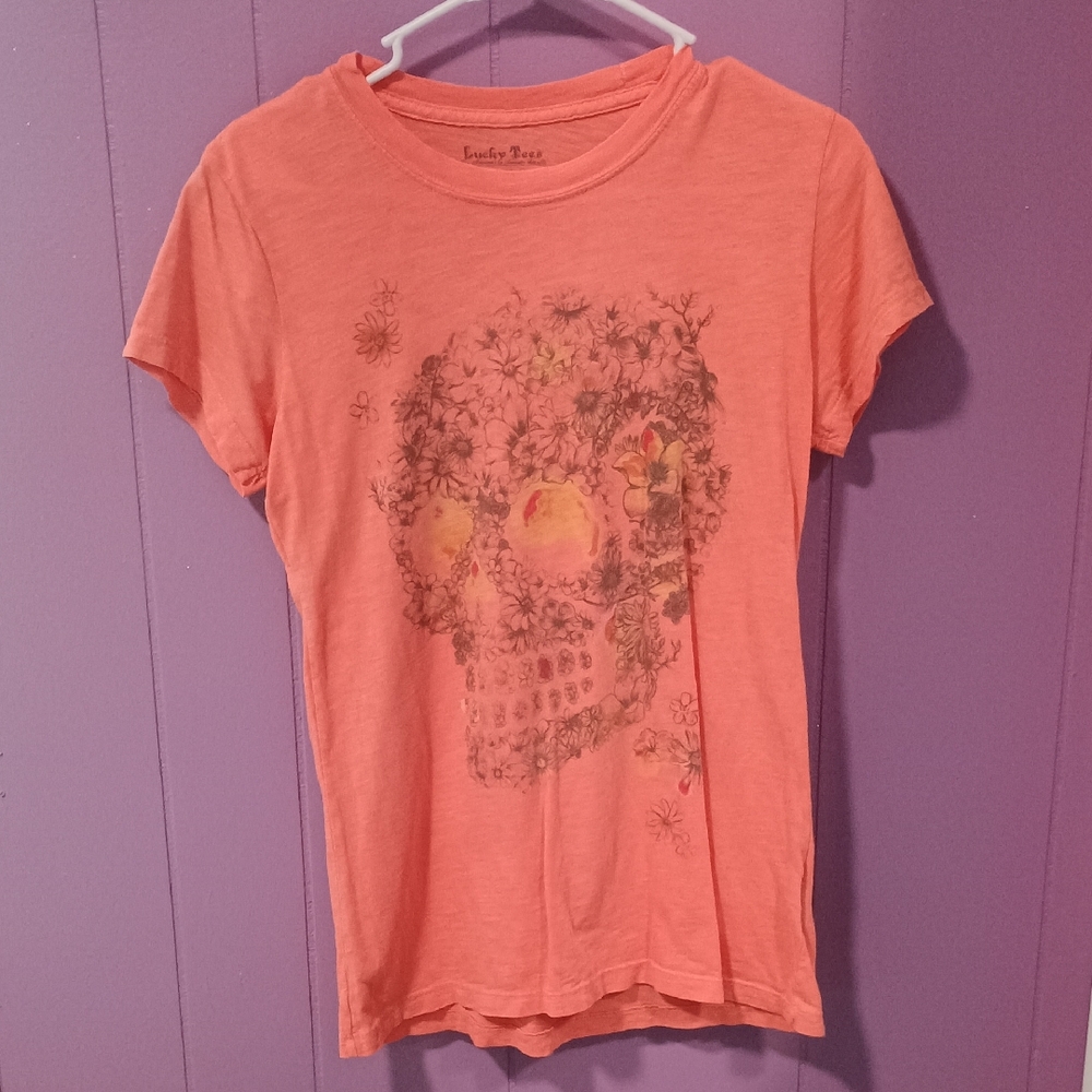 Lucky Brand Coral Skull Graphic Tee